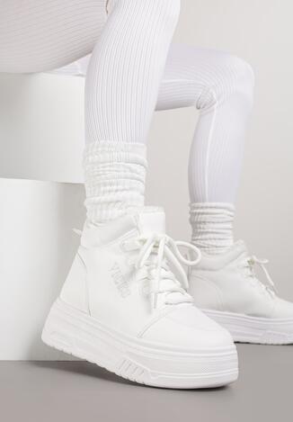 Białe Sneakersy na Platformie Ocieplane Futrem Leanelitia