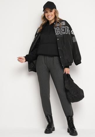 Ciemnoszare Spodnie Dresowe z Wysokim Stanem i Ociepleniem Sevirani