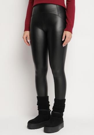 Czarne Ocieplane Legginsy z Wysokim Stanem Koradi