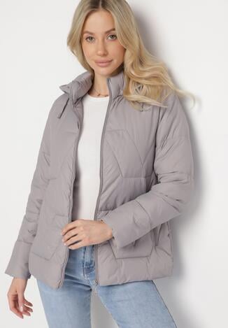 Jasnoszara Kurtka z Szerokim Pikowaniem i Kapturem Yasidi