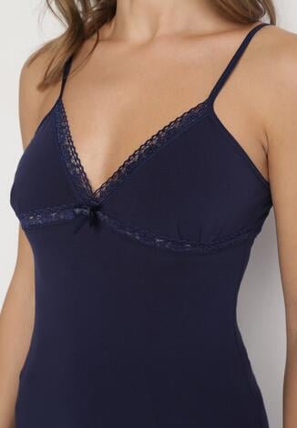 Granatowy Bawełniany Top na Ramiączkach z Regulacją Arivion