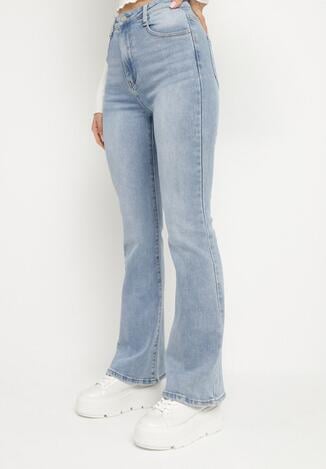 Niebieskie Casualowe Jeansy Dzwony Flortia