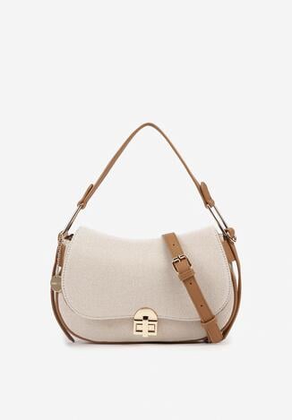 Brązowa Torebka na Ramię z Paskiem z Klapą Falnella