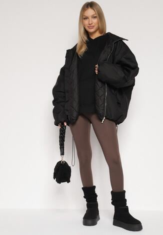 Brązowe Klasyczne Legginsy z Wysokim Stanem Melio