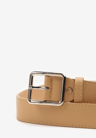 Beżowy Klasyczny Pasek z Prostokątną Klamrą Mevalinae