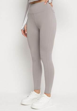 Jasnoszare Legginsy z Modelującymi Przeszyciami Selettia