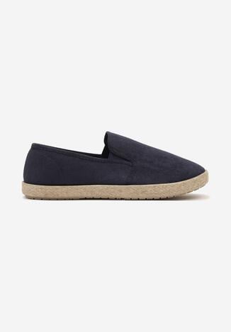 Granatowe Trampki w Stylu Espadryli Wsuwane Tolindea