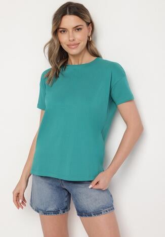 Zielony Klasyczny T-shirt Oversize z Bawełny Zivassa