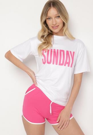 Compleu Alb cu fucsia