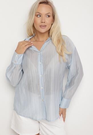 Jasnoniebieska Koszula o Kroju Oversize Dolamana
