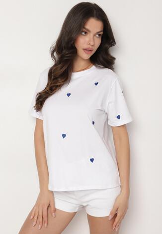 Biało-Niebieski T-shirt z Bawełny w Serca Kolavelle