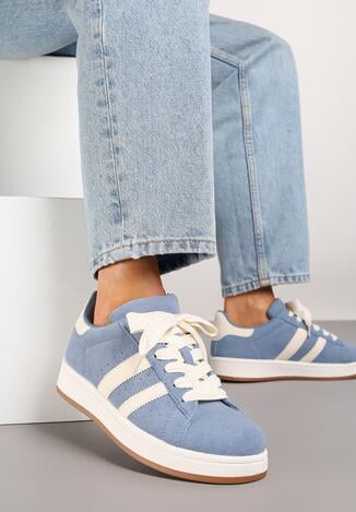 Niebieskie Sneakersy z Ozdobnymi Paskami Doloreth