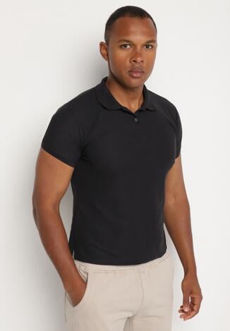 Czarny T-shirt Polo z Bawełną Fodelira