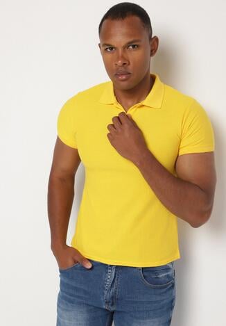 Żółty T-shirt Polo z Bawełną Fodelira