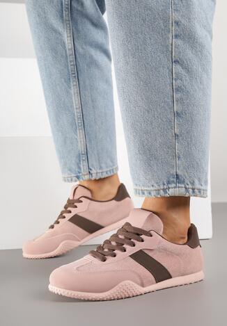 Różowe Sneakersy z Ozdobnym Paskiem Naliovela