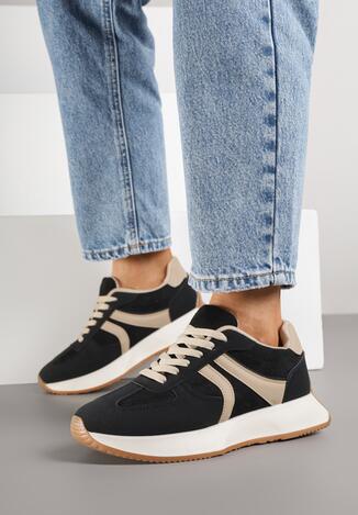 Czarne Sneakersy Ozdobione Paskami Florgisse