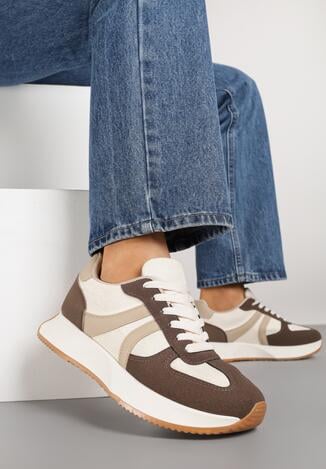 Brązowe Sneakersy Ozdobione Paskami Florgisse
