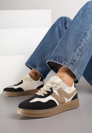 Czarne Sneakersy z Geometrycznym Wzorem Nariale
