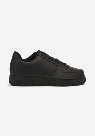 Czarne Buty Sportowe Sneakersy ze Skóry Naturalnej z Perforacją Solnelisse