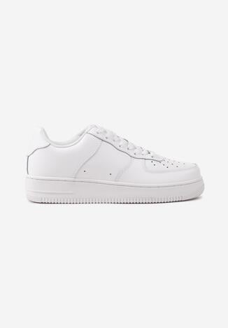 Białe Buty Sportowe Sneakersy ze Skóry Naturalnej z Perforacją Solnelisse