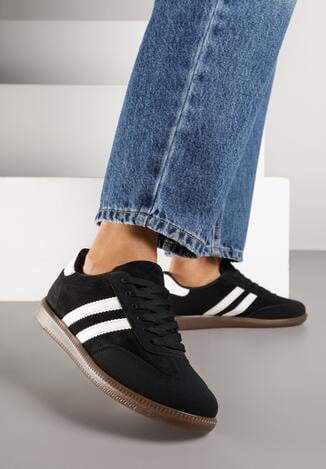 Czarne Sneakersy Ozdobione Paskami Nalierre