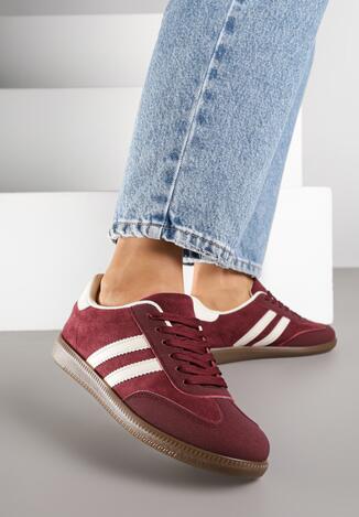 Bordowe Sneakersy Ozdobione Paskami Nalierre