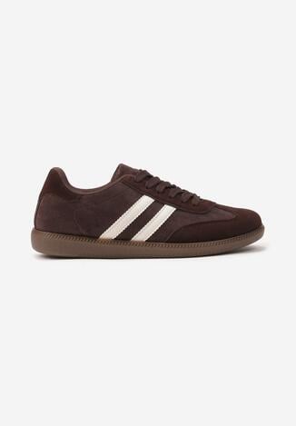 Brązowe Buty Sportowe Sneakersy z Paskami z Boku Nalovelle