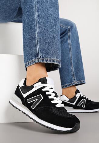 Czarno-Białe Sneakersy z Geometrycznym Wzorem Rilanea