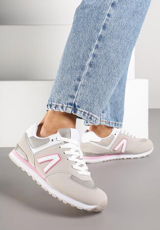 Ciemnobeżowe Sneakersy z Geometrycznym Wzorem Rilanea
