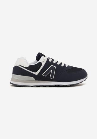 Granatowe Buty Sportowe Sneakersy z Ozdobną Aplikacją Rilazea