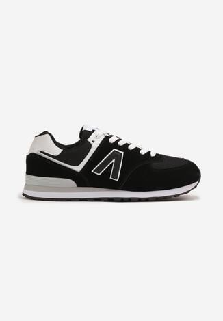 Czarno-Białe Buty Sportowe Sneakersy z Ozdobną Aplikacją Rilazea