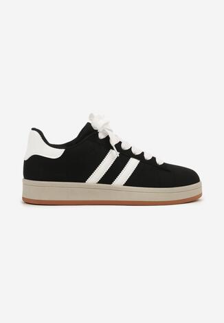 Czarno-Białe Buty Sportowe Sneakersy z Paskami z Boku Riliannea