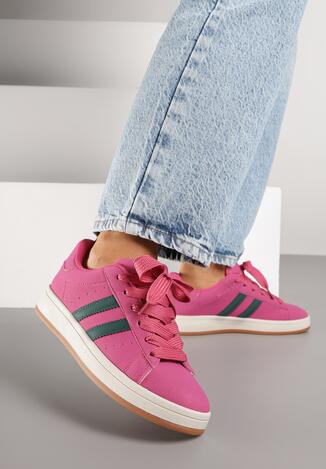 Różowe Sneakersy z Ozdobnymi Paskami Rilanira