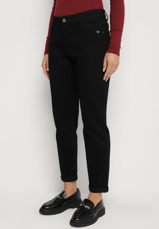 Czarne Casualowe Jeansy o Kroju Mom Fit Arettia