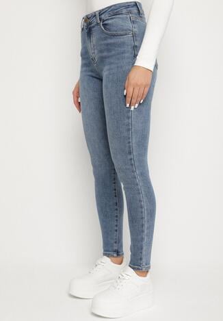 Niebieskie Jeansy o Kroju Skinny z Wysokim Stanem Solarie