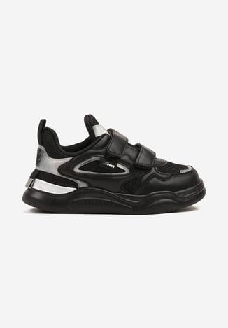 Czarne Buty Sportowe z Cholewką przed Kostkę z Rzepem i Skórzaną Wkładką Frankies