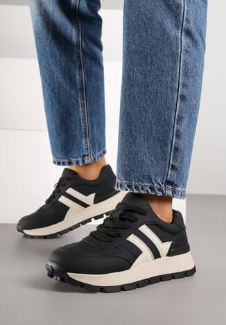 Sneakers Negri cu bej