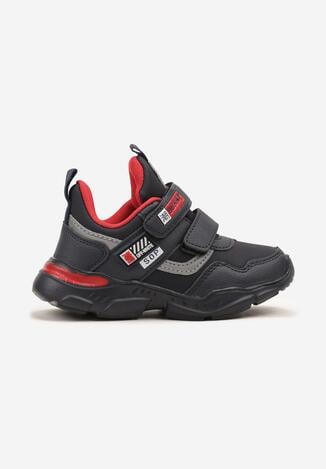 Niebiesko-Czerwone Buty Sportowe Sneakersy ze Skórzaną Wkładką i Zapięciem na Rzep Yvarise