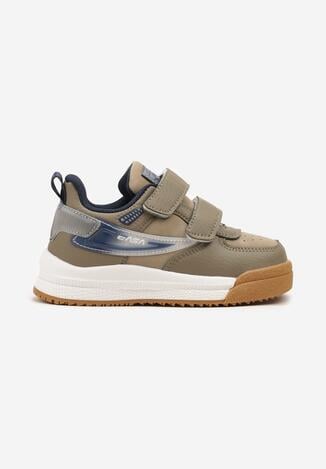 Ciemnobeżowe Buty Sportowe Sneakersy ze Skórzaną Wkładką i Cieniowaniem Rilenissa