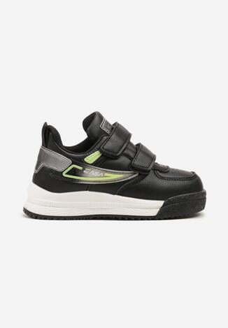 Czarno-Zielone Buty Sportowe Sneakersy ze Skórzaną Wkładką i Cieniowaniem Rilenissa