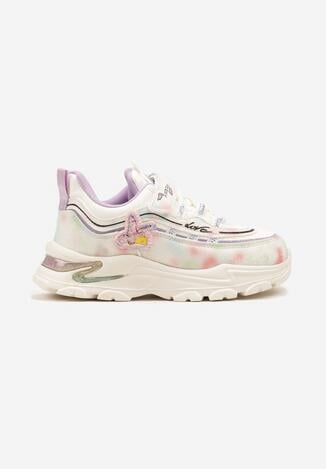 Beżowe Buty Sportowe Sneakersy ze Skórzaną Wkładką i Zapięciem na Rzep Pirellie