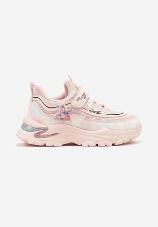 Różowe Buty Sportowe Sneakersy ze Skórzaną Wkładką i Zapięciem na Rzep Pirellie