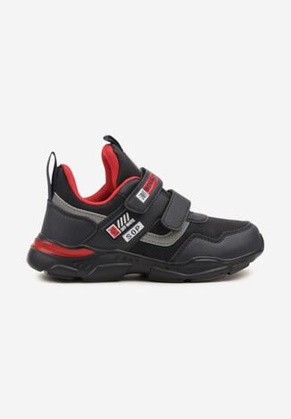 Niebiesko-Czerwone Buty Sportowe Sneakersy ze Skórzaną Wkładką i Ozdobami Riloreia