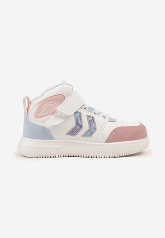Biało-Niebieskie Buty Sportowe Sneakersy ze Skórzaną Wkładką i Perforacją Seadrie
