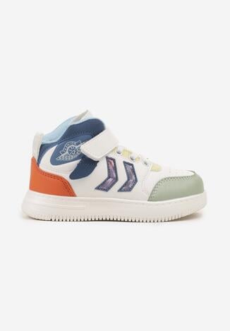 Biało-Zielone Buty Sportowe Sneakersy ze Skórzaną Wkładką i Perforacją Seadrie