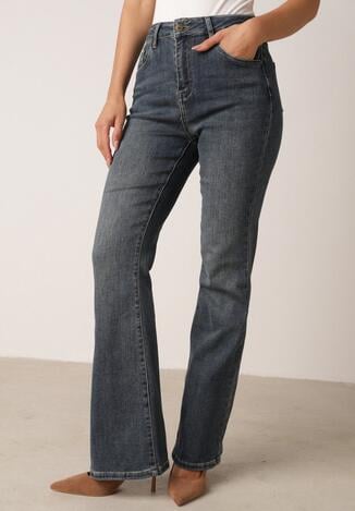 Niebieskie Jeansy Dzwony z Wysokim Stanem Fesanera