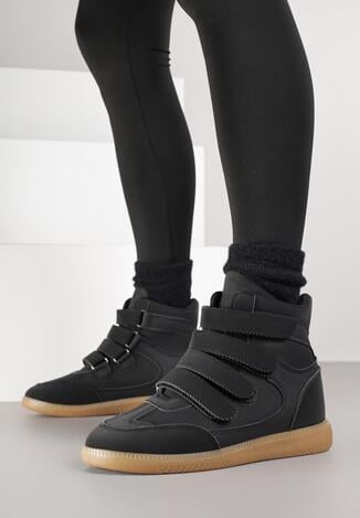 Czarne Sneakersy na Ukrytym Koturnie Farnella