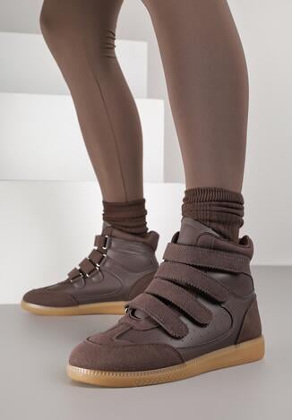 Brązowe Sneakersy na Ukrytym Koturnie Farnella