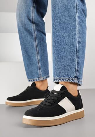 Czarne Sneakersy w Stylu Tenisówek Larrive