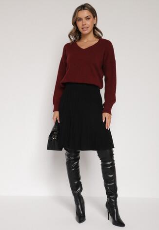 Czarna Rozkloszowana Spódnica z Kaszmirem i Wysokim Stanem Agrea